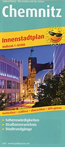 Chemnitz: Innenstadtplan mit Sehenswürdigkeiten, Straßenverzeichnis, Standrundgängen, wetterfest, abwischbar, GPS-genau. 1:10000 (Stadtplan: SP)