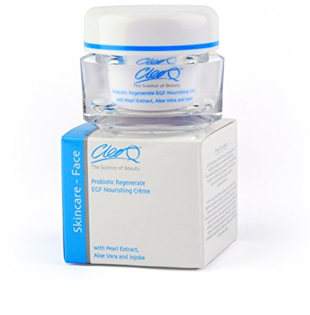 Cleo 'Q' Organic Probiotic EGF Regenerate Nourishing Creme with Aloe Vera, Amino Acids, Pearl Extract, Jojoba, Hyaluronic Acid, Algae Extract, Applephenon, Shea Butter, Platinum Extract 45g