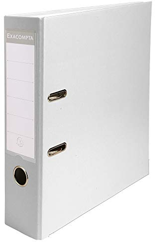 Exacompta 918402B Kunststoff-Ordner 7,5 cm breit DIN A4 Kunststoffbezug außen Papierbezug innen Rückenschild austauschbar Ringordner Aktenordner Briefordner Büroordner Plastikordner weiß