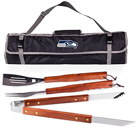 PICNIC TIME Seattle Seahawks 3-Piece BBQ Tote - Black