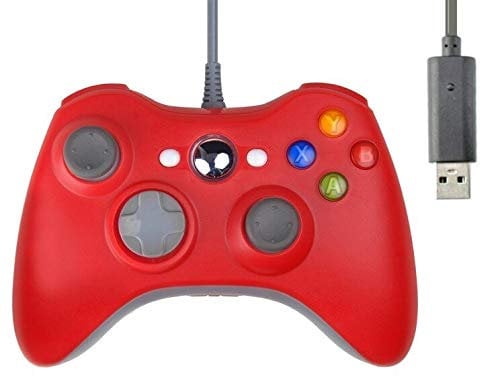 AMGGLOBAL® NEW RED COMPATIBLE WIRED USB CONTROLLER FOR MICROSOFT XBOX 360 & PC WINDOWS ELITE