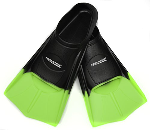 AQUA SPEED® HIGH TECH Kurze Trainingsflossen | Schwimmflossen | Schwimmtraining | Kurzflossen | Taucherflossen | Größen 33-48, Größen:43/44, Modell:schwarz/neon-grün/38