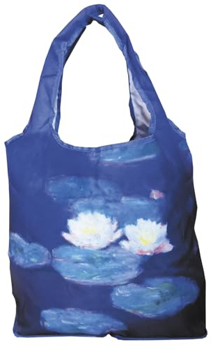 Fridolin 40531 Einkaufstasche 2 in 1 Monet - Seerosen aus Nylon, bunt, 16 x 13 x 4 cm