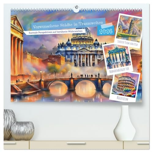 Verwunschene Städte in Traumwelten (hochwertiger Premium Wandkalender 2026 DIN A2 quer), Kunstdruck in Hochglanz: Erleben Sie die faszinierende Welt ... auf berühmte Wahrzeichen (CALVENDO Orte)