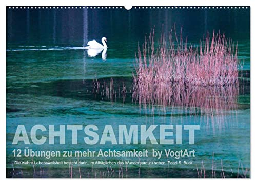 Achtsamkeit, 12 Übungen zu mehr Achtsamkeit. (Wandkalender 2026 DIN A2 quer), CALVENDO Monatskalender: 12 monatliche Übungen für mehr Achtsamkeit und mehr Entspannung. (CALVENDO Gesundheit)