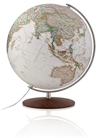 National Geographic Fusion 3701 executive: Leuchtglobus im Antikdesign, 37 cm, handkaschiert, Edelstahlmeridian, Echtholzfuß Thermoesche (Alter Globus)