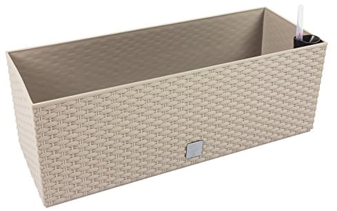 Prosperplast Rato Jardinera rectangular 72 litros con autorriego color mocca 80 x 33 x 32 cm, 80 cm