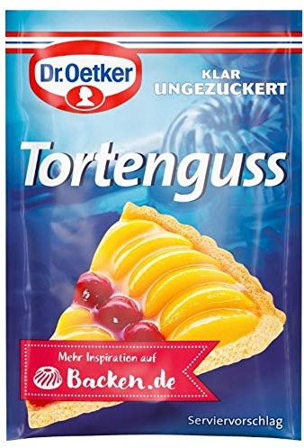 Dr. Oetker Tortenguss klar, 1 x 3er Pack, je Tütchen 12 g, festigender Guss für Obstkuchen & Torten, schnelles und einfaches Anrühren, vegan