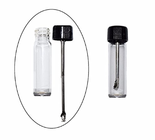 Amber Glass Snuff Vial Telescoping Telescopic Spoon Spice Bullet Snorter Bottle (Clear) Sell by FC
