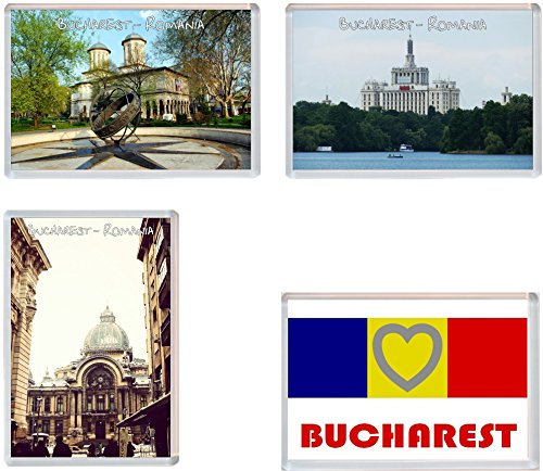 Bucharest - Romania - 4 Pack - Jumbo Fridge Magnet/Magnets