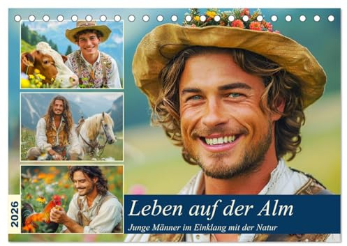 Leben auf der Alm. Junge Männer im Einklang mit der Natur (Tischkalender 2026 DIN A5 quer), CALVENDO Monatskalender: Gute Laune und Freiheit in der Bergwelt (CALVENDO Menschen)