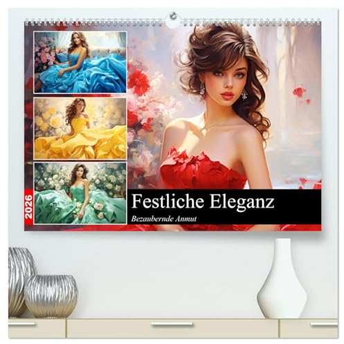 Festliche Eleganz. Bezaubernde Anmut (hochwertiger Premium Wandkalender 2026 DIN A2 quer), Kunstdruck in Hochglanz: Die bezaubernde Welt schöner Frauen in festlichen Ballkleidern (CALVENDO Menschen)