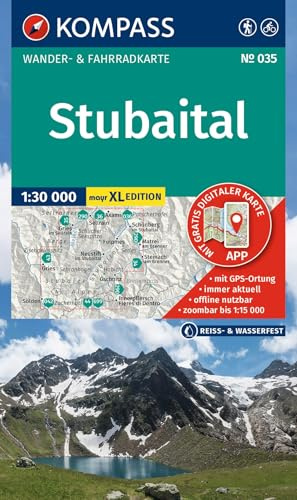 KOMPASS Wanderkarte 035 Stubaital 1:30.000: XL Karten: Wander- und Fahrradkarte im Walter Mayr Großdruck - inklusive Offline-Verwendung in der KOMPASS-App. Wander-& Radwege. Skitouren. Langlaufen.