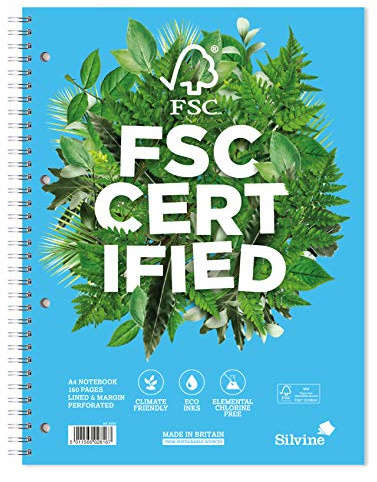 Silvine A4+ Premium FSC Wirebound Notebook - Lined with Margin, 160 Pages of FSC Certified Paper. Ref R202 [Pack of 5]
