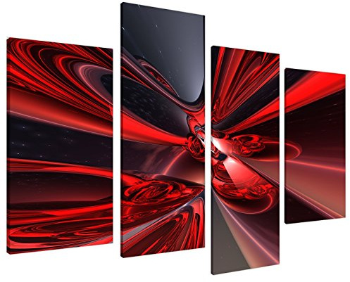 Large Red Abstract Canvas Wall Art Pictures 130cm Wide Prints XL 4006