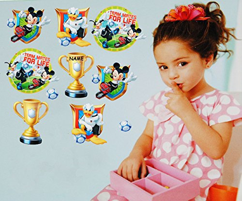 alles-meine.de GmbH 10 Stück: Wandsticker - Mickey Maus - Fußball - incl. Name - selbstklebend + wiederverwendbar - Aufkleber für Kinderzimmer - Wandtattoo/Sticker Donald D..