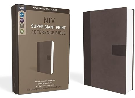 NIV, Super Giant Print Reference Bible (Font Size: 16.5-point), Leathersoft, Gray, Red Letter, Comfort Print