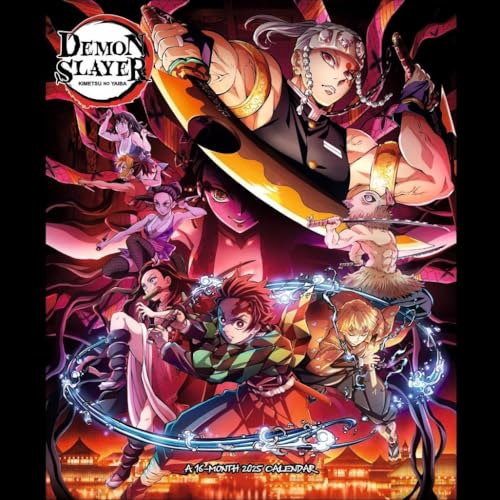 Demon Slayer Broschurkalender 2025: Perfekt für Fans der erfolgreichen Shonen-Anime-Serie über Tanjiro Kamado & seine Schwester Nezuko. Manga-Kalender mit 12 rasanten Actionszenen