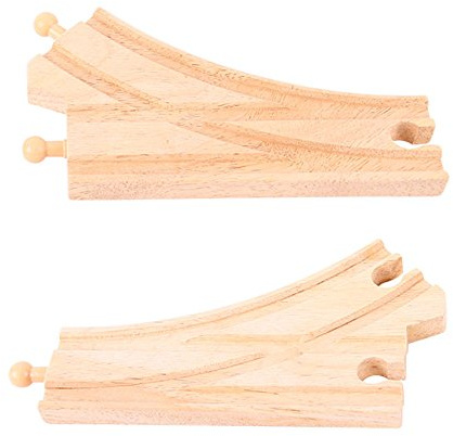 Bigjigs Rail Curved Points (Pack of 2) - Other Major Wooden Rail Brands Are Compatible