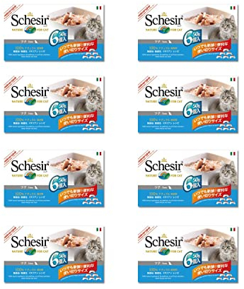 Schesir Cat Natural Thunfisch, Katzenfutter nass im eigenen Saft, 8 x 6 Dosen x 50 g