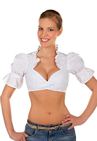 Corsage sexy de Dirndl Chemisier blanc avec laçage et profondeur de décolleté réglable Taille 32-58 - blanc - 42
