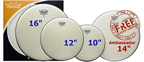 Remo Ambassador 4-Pc Tom Pack - 10 12 14 16 Inches - Coated