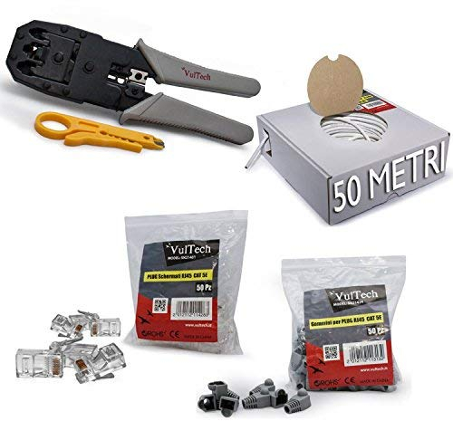 KIT PINZA A CRIMPARE CRIMPATRICE PER CAVO DI RETE PLUG GOMMINI VULTECH