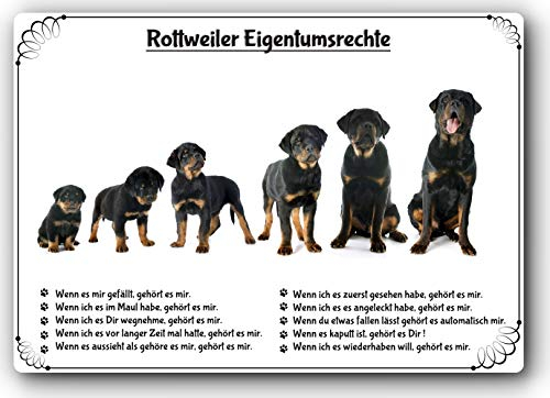 Merchandise for Fans Blechschild/Warnschild/Türschild - Aluminium - 15x20cm Eigentumsrechte Motiv: Rottweiler (02)
