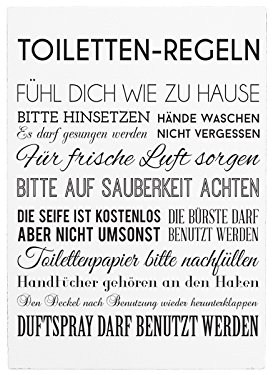 Interluxe 42x30cm Shabby Holzschild TOILETTEN Regeln Geschenk Badezimmer WC Lustig