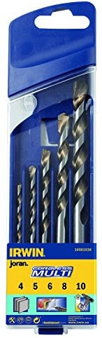 Irwin Multi-Hartmetall-Bohrer-Satz 4/5/6/8/10 mm 5-teilig, Zylinderschaft, Cordless Multi, nur Drehbohren, 10501938