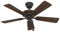 HUNTER DECKENVENTILATOR Seville, 112 cm, Deckenventilator für den Innenbereich mit Zugschalter, Gehäusefarbe: neue Bronze, 5 beidseitig verwendbare Flügel, Modell 24039