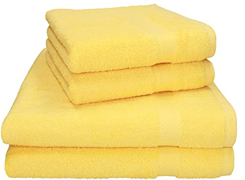Betz Premium Handtuch Set 4-teilig – 2 Duschtücher 70×140 cm & 2 Handtücher 50×100 cm, 100% Baumwolle 470 g/m², saugstark & weich, Oeko-TEX® Farbe gelb