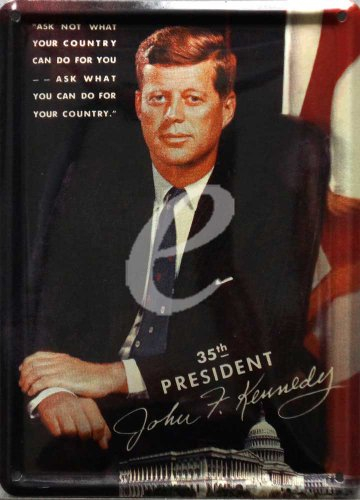empireposter Kennedy, John F. - Portrait - Blechschilder Nostalgie 8x11 cm