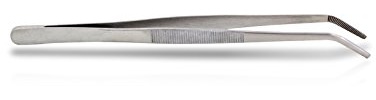 Pinzette gebogen 14 cm, Edelstahl, Futterpinzette, abgewinkelt