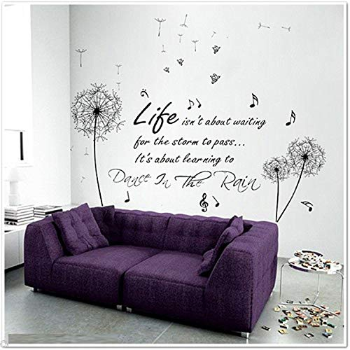 Walplus 170x150 cm Wandaufkleber Löwenzahn Dance Im Regen Schmetterlinge Ablösbar Selbstklebend Wandbild Kunst Aufkleber Home Dekoration Wohnzimmer Schlafzimmer Büro Tapete Kinderzimmer Geschenk