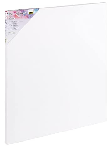Idena 60010 - Keilrahmen mit Leinwand aus 100% Baumwolle, Grammatur 380 g/m², für Öl- und Acrylfarben, ca. 50 x 60 cm groß, weiß