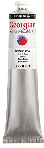 Daler Rowney Georgian Water Mixable Oil Paint Titanium White 200ml Tube - Art Paints for Canvas Paper and More - Oil Painting Supplies for Artists and Students - Artist Oil Paint for Any Skill Set