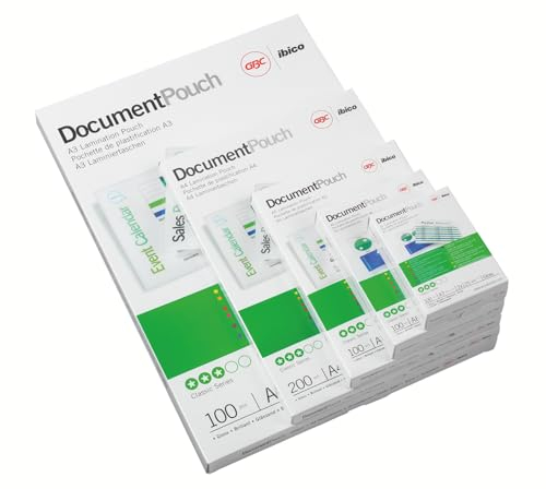 GBC Laminierfolien A4, Extra dünn, 2 x 37,5 mic, Robuste Laminiertaschen im 100er Pack, Glänzend, Transparent, Ideal für Büro & Schule, 3745103
