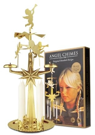 Carillon des anges doré avec 4 bougies