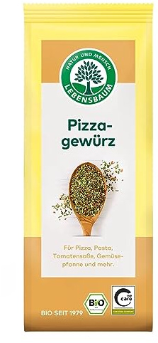 Lebensbaum Pizzagewürz, Bio-Gewürz mit mediterranen Kräutern und aromatische Würzpflanzen, ideal für Pizza-, Pasta- und Tomatengerichte, 30g