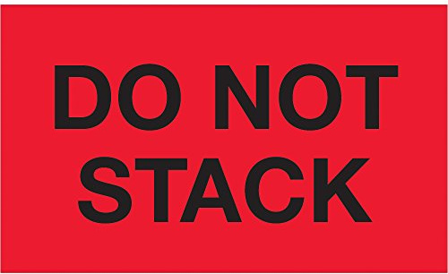 Tape Logic Aviditi Tape Logic 3 x 5,Do Not Stack Fluorescent Red Warning Sticker, for Shipping, Handling, Packing, and Moving (1 Roll of 500 Labels)