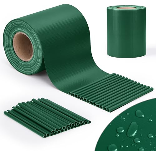 jarolift PVC Sichtschutzstreifen Sichtschutz Gartenzaun Stabmattenzaun Balkon, Wasser und Winddicht Komplettset mit 25 Clips, 40 m (L) x 19 (B) cm, Grün
