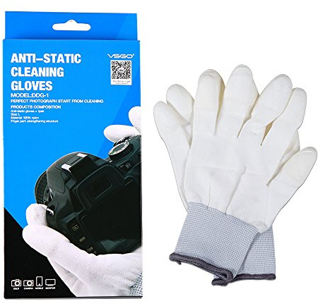 VSGO DDG-1 1 Pair Nylon Anti-Static Camera Cleaning Gloves with Finger Strengthening Structure, White