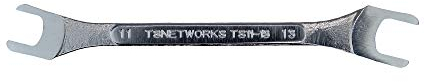 tsnetworks Maulschlüssel extra flach 11 + 13mm, Schraubenschlüssel extrem stabil, Gabelschlüssel für F Stecker & enge Stellen, professioneller Montageschlüssel, zur Sat Schüssel Fixierung