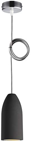 Buchenbusch urban design Betonlampe dark edition 7,5 x 16 cm, Deckenlampe einflammig, LED Pendelleuchte mit Textilkabel Grau, Hängelampe Esstisch Küche Wohnzimmer, Baldachin gebürstet