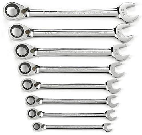 GearWrench 8 Piece 72-Tooth 12 Point Reversible Ratcheting Combination SAE Wrench Set | 9533N