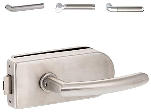 Glastürschloss D UV (unverschließbar) Edelstahl matt, mit vielen Drückern zur Auswahl - Hope