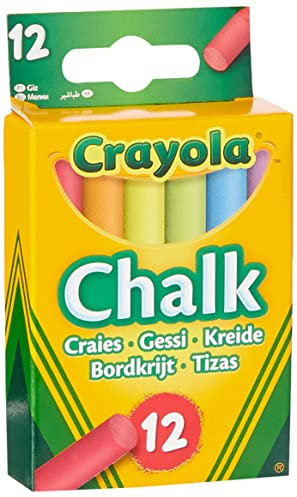 CRAYOLA - 12 Stück Bunte Kreide für Tafel, Staubdicht, Kindgerecht, für Schule und Freizeit, 6 Sortierte Farben, 0281