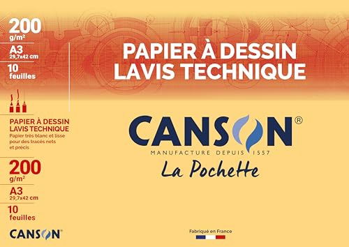 CANSON 200037112 technisches Zeichenpapier, DIN A3, 200 g/qm, weiß