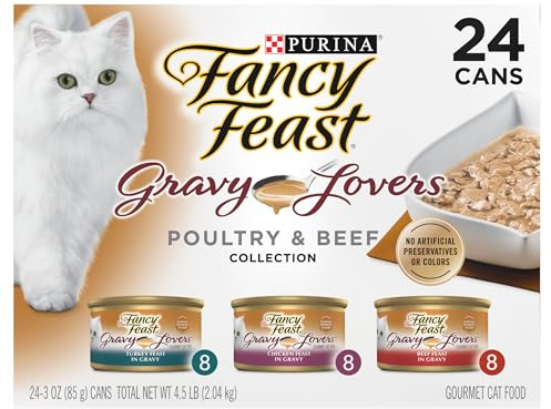 Purina Fancy Feast Gravy Lovers, Poultry & Beef Wet Cat Food, 3oz, 24-Pack